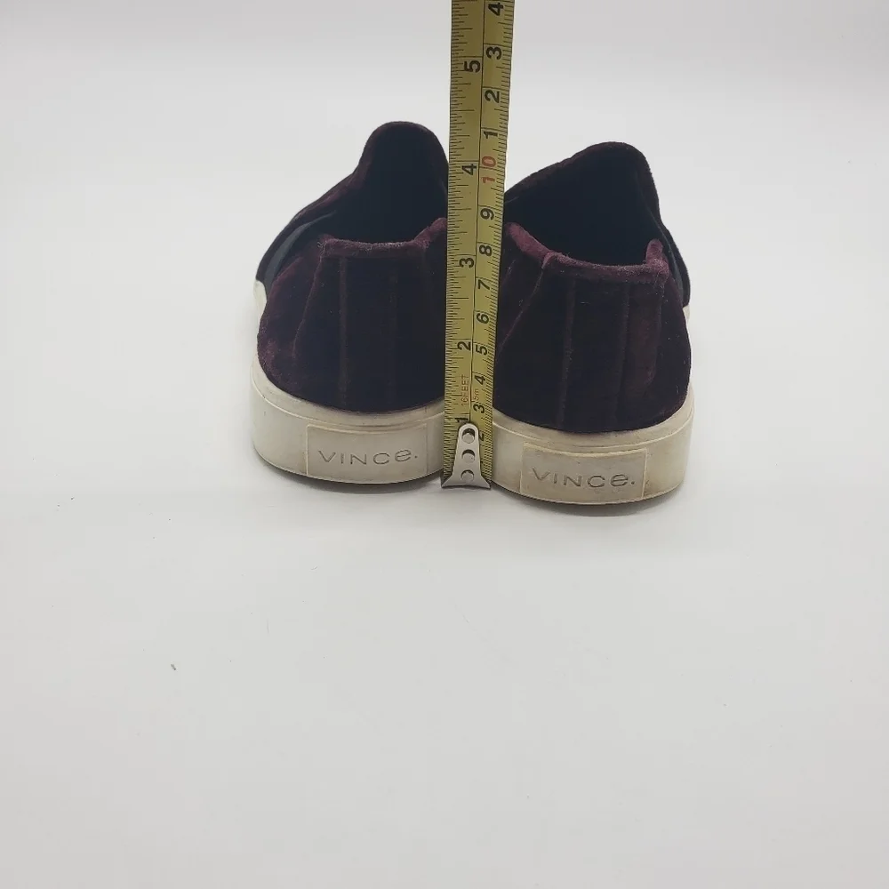 VINCE. Women US 8.5 plum burgundy wine color velvet slip on sneakers BLAIR - Picture 8 of 9